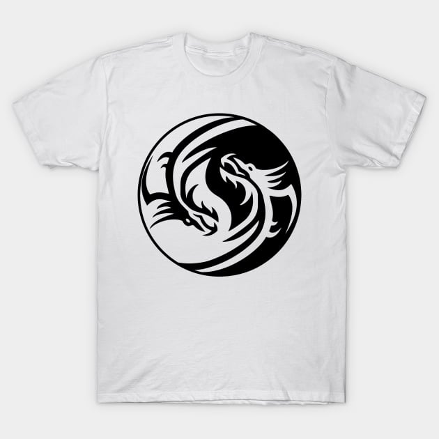 Dragons in Yin and Yang T-Shirt by Gregorous Design